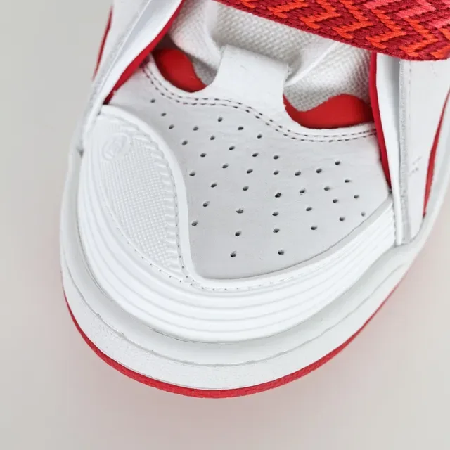 White and Red Multi-Strap Lace-Up Lifestyle Sneakers 5