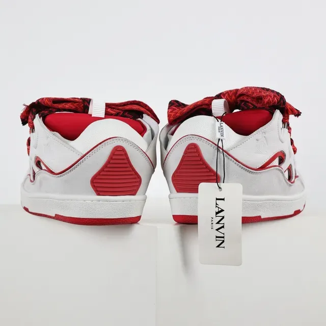White and Red Multi-Strap Lace-Up Lifestyle Sneakers 8