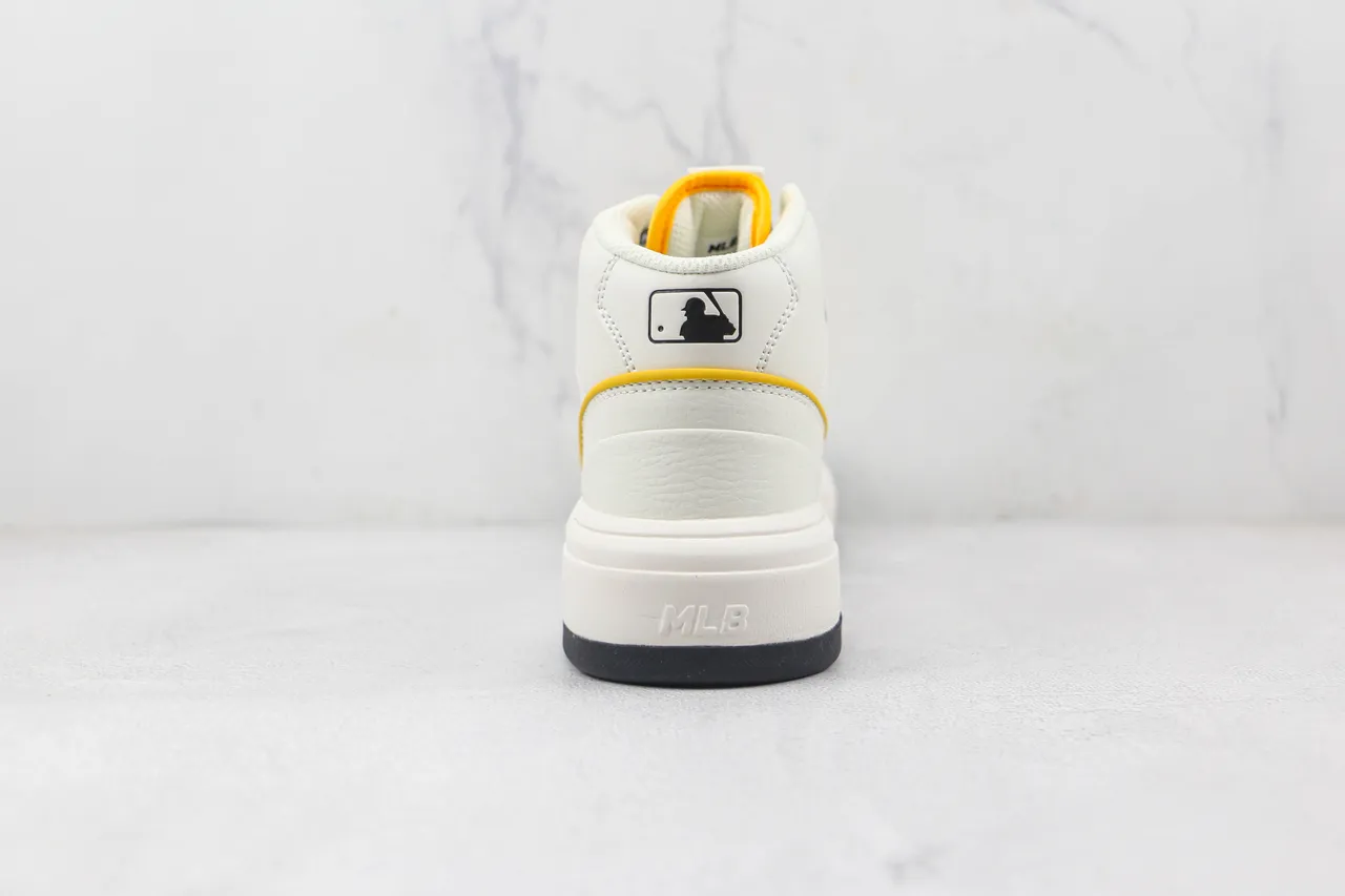 White and Yellow SF Logo High-Top Platform Sneaker 2