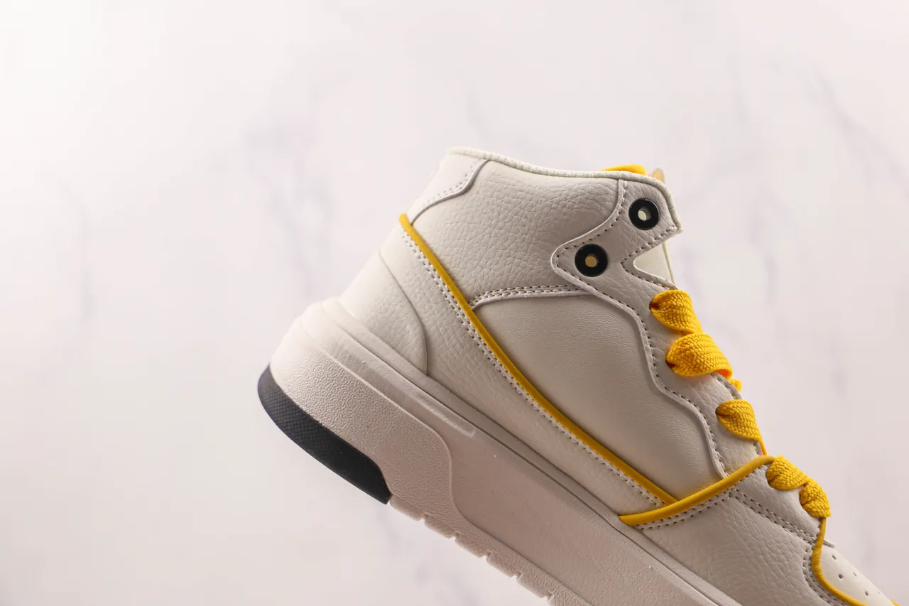 White and Yellow SF Logo High-Top Platform Sneaker 7