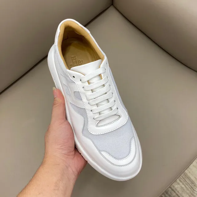 White Beige Leather-Mesh Hybrid Upper Sculpted Chunky Sole Sneakers 4