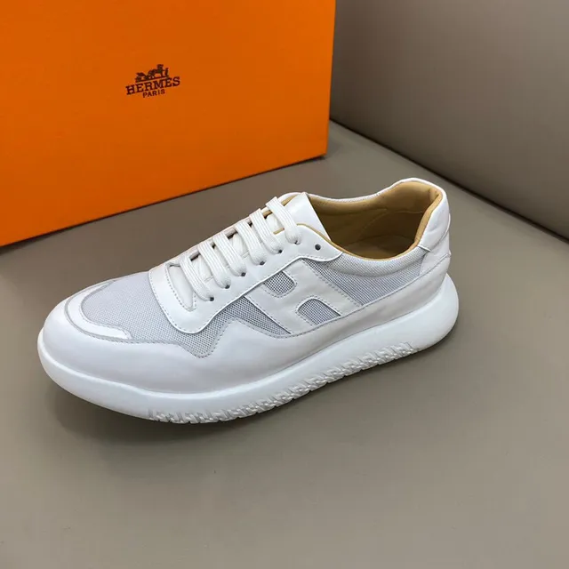 White Beige Leather-Mesh Hybrid Upper Sculpted Chunky Sole Sneakers 5