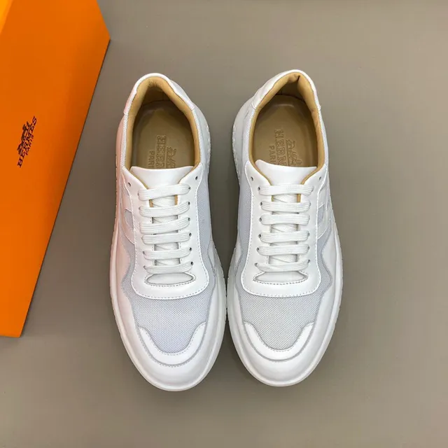 White Beige Leather-Mesh Hybrid Upper Sculpted Chunky Sole Sneakers 9