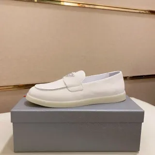 White Beige Suede-Like Upper Translucent Rubber Sole Loafer