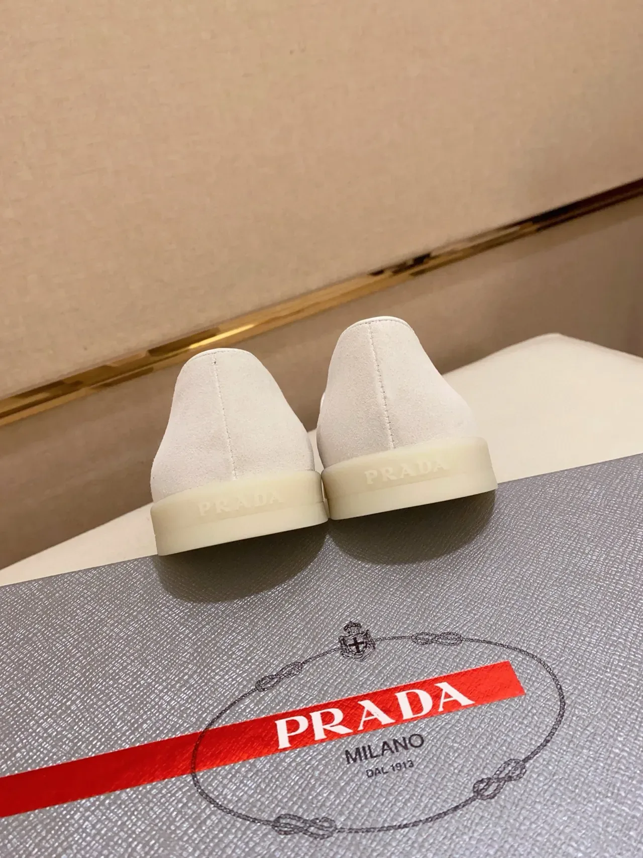 White Beige Suede-Like Upper Translucent Rubber Sole Loafer 3