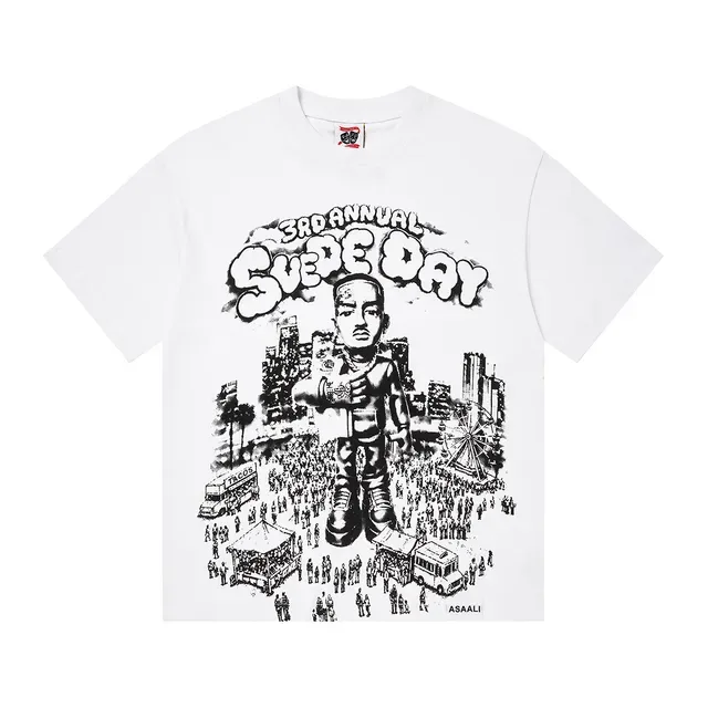 White Black Graphic-Print Oversized Fit T-Shirt 3