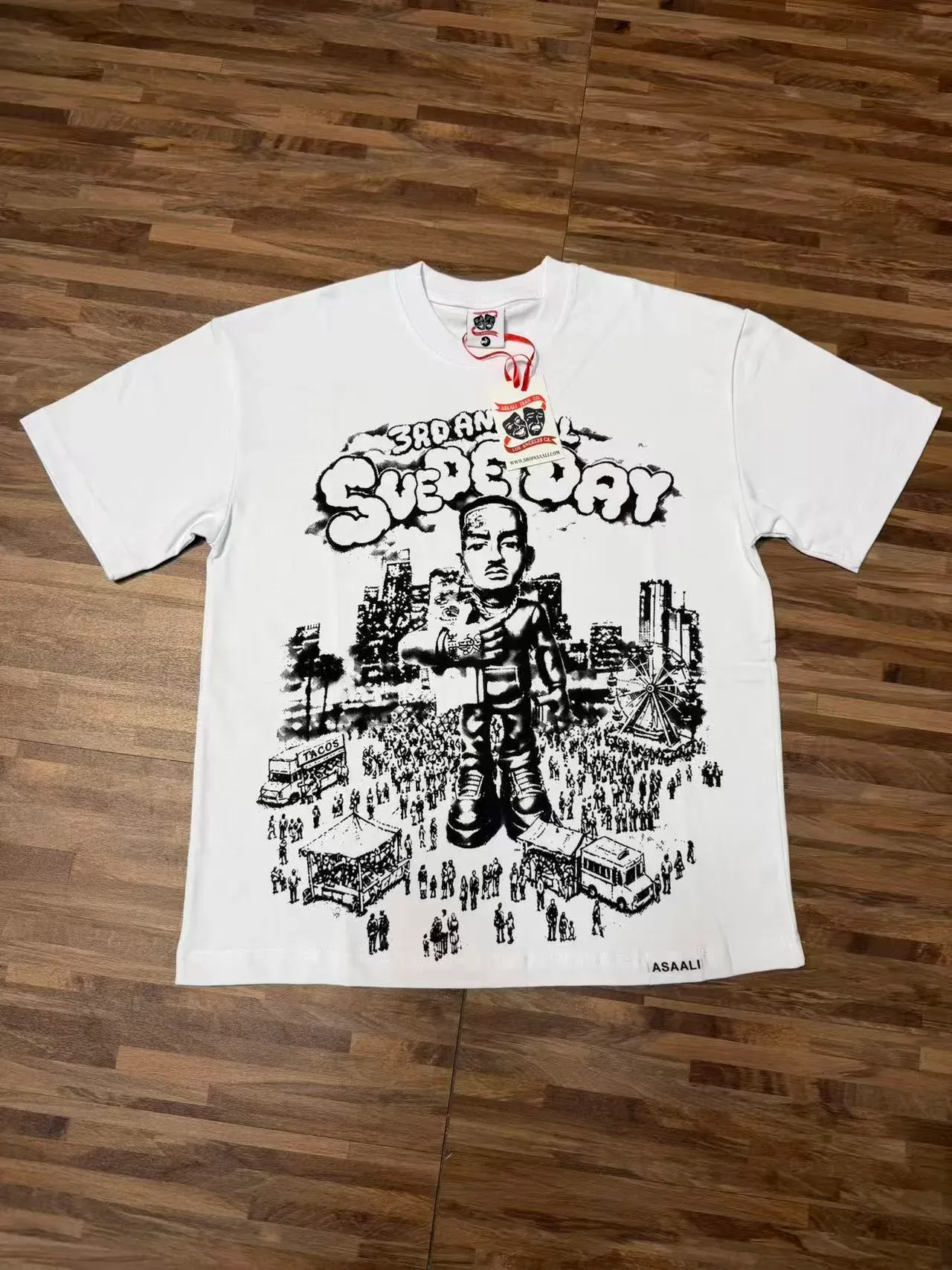 White Black Graphic-Print Oversized Fit T-Shirt 5