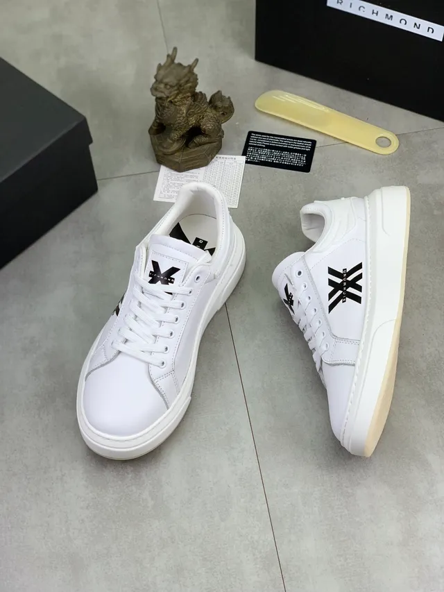 White Black Leather-Like Upper Thick Platform Sole Sneakers 5