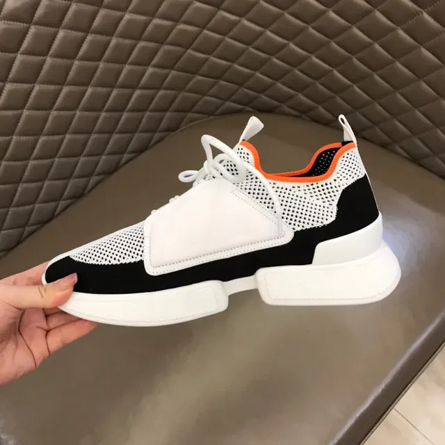 White Black Orange Mesh Panel Chunky Lifestyle Sneakers 3