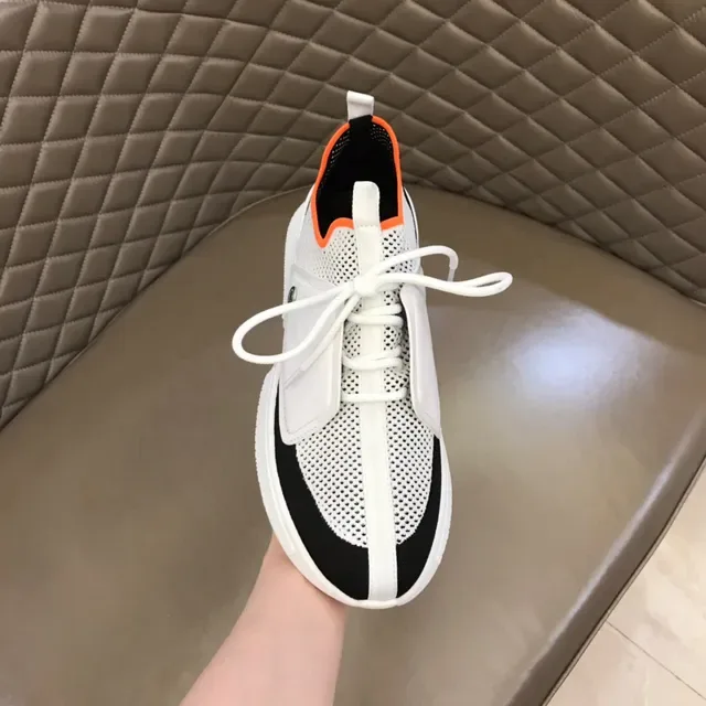 White Black Orange Mesh Panel Chunky Lifestyle Sneakers 4