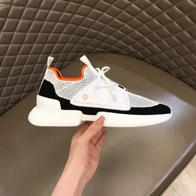 White Black Orange Mesh Panel Chunky Lifestyle Sneakers 5