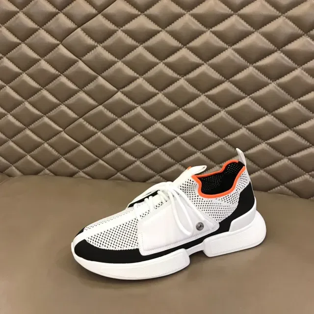 White Black Orange Mesh Panel Chunky Lifestyle Sneakers 6