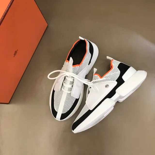White Black Orange Mesh Panel Chunky Lifestyle Sneakers 8