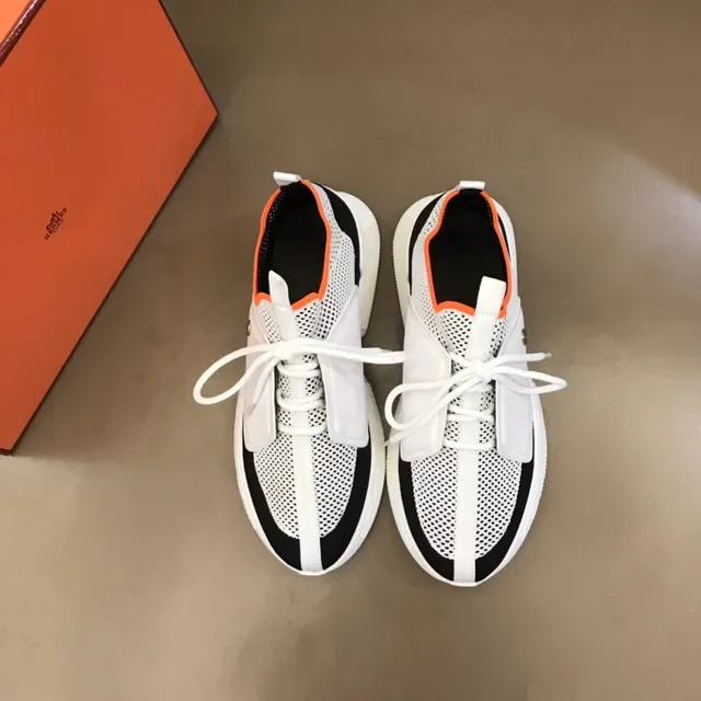 White Black Orange Mesh Panel Chunky Lifestyle Sneakers 9