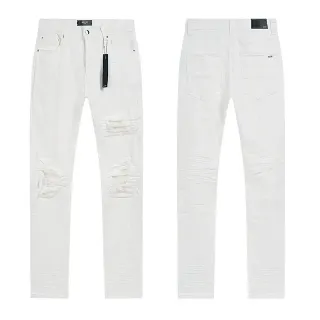 White Distressed Slim-Fit Jeans