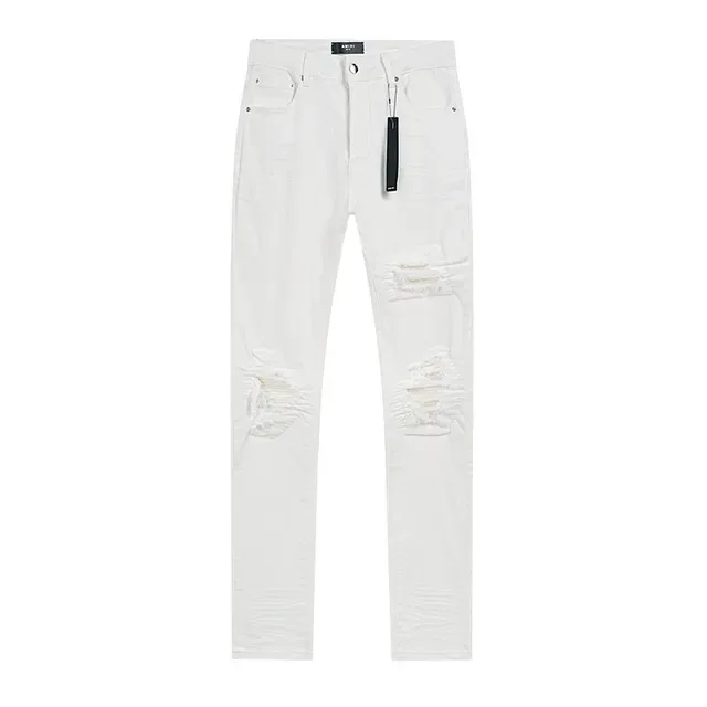 White Distressed Slim-Fit Jeans 2