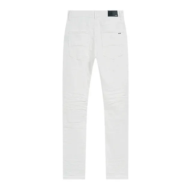 White Distressed Slim-Fit Jeans 3