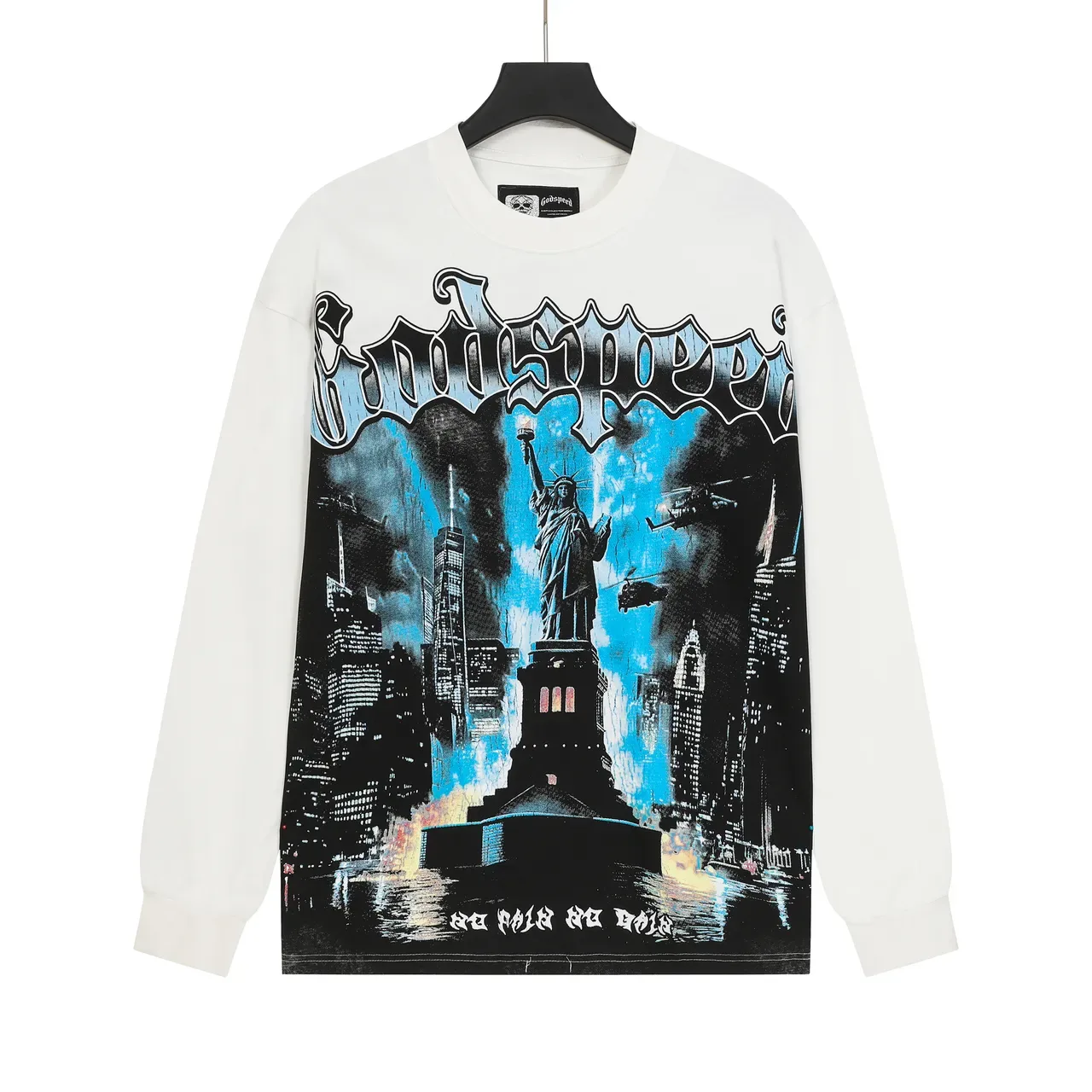 White Graphic-Print Long-Sleeve Crewneck Top 2