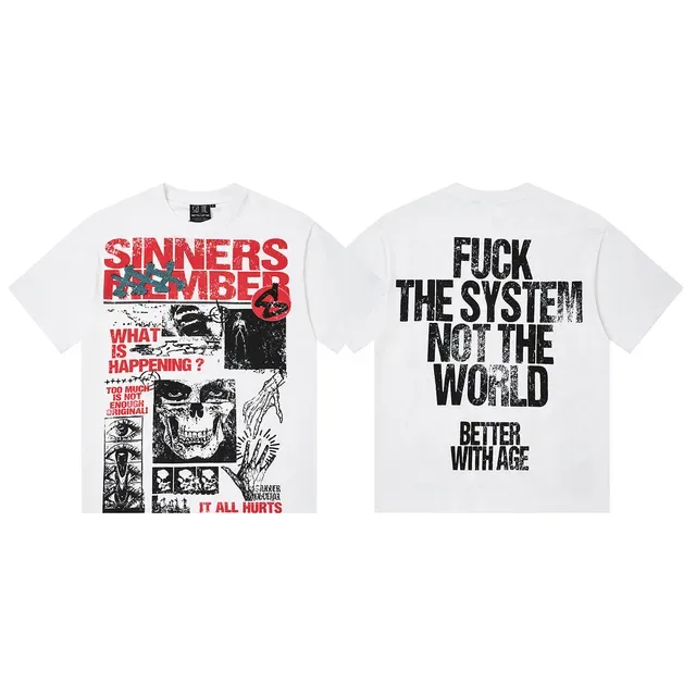 White Graphic-Print Oversized Crewneck T-Shirt 2