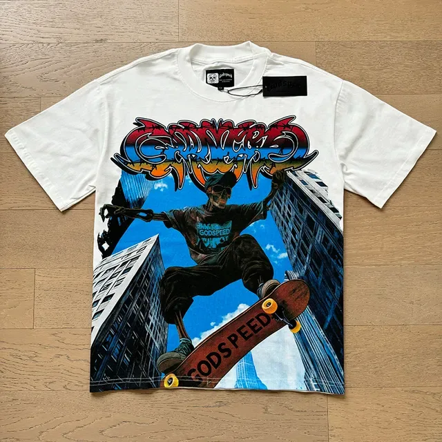 White Graphic-Print Oversized Skate-Inspired T-Shirt 5
