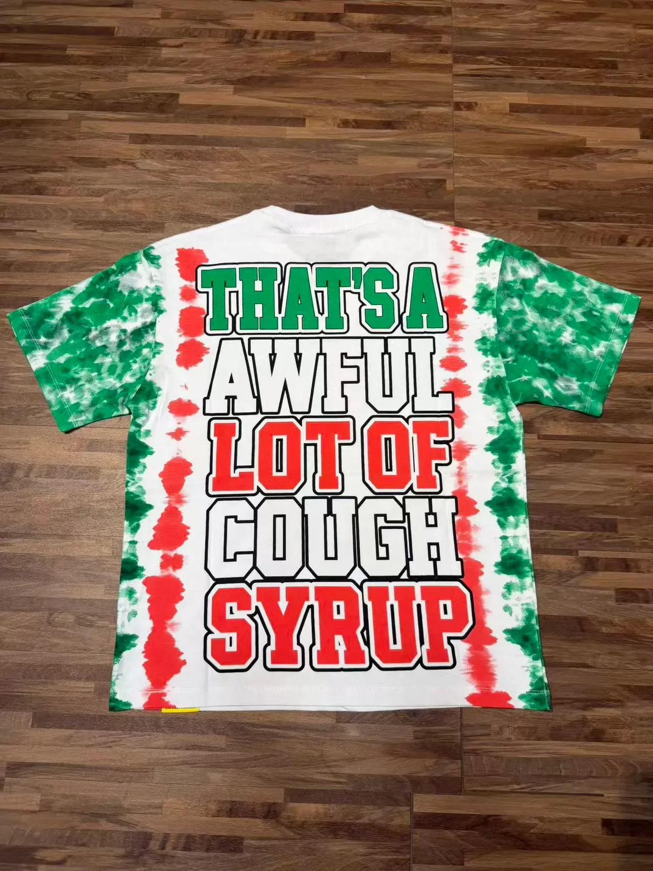 White Green Red Tie-Dye Graphic Print T-Shirt 6