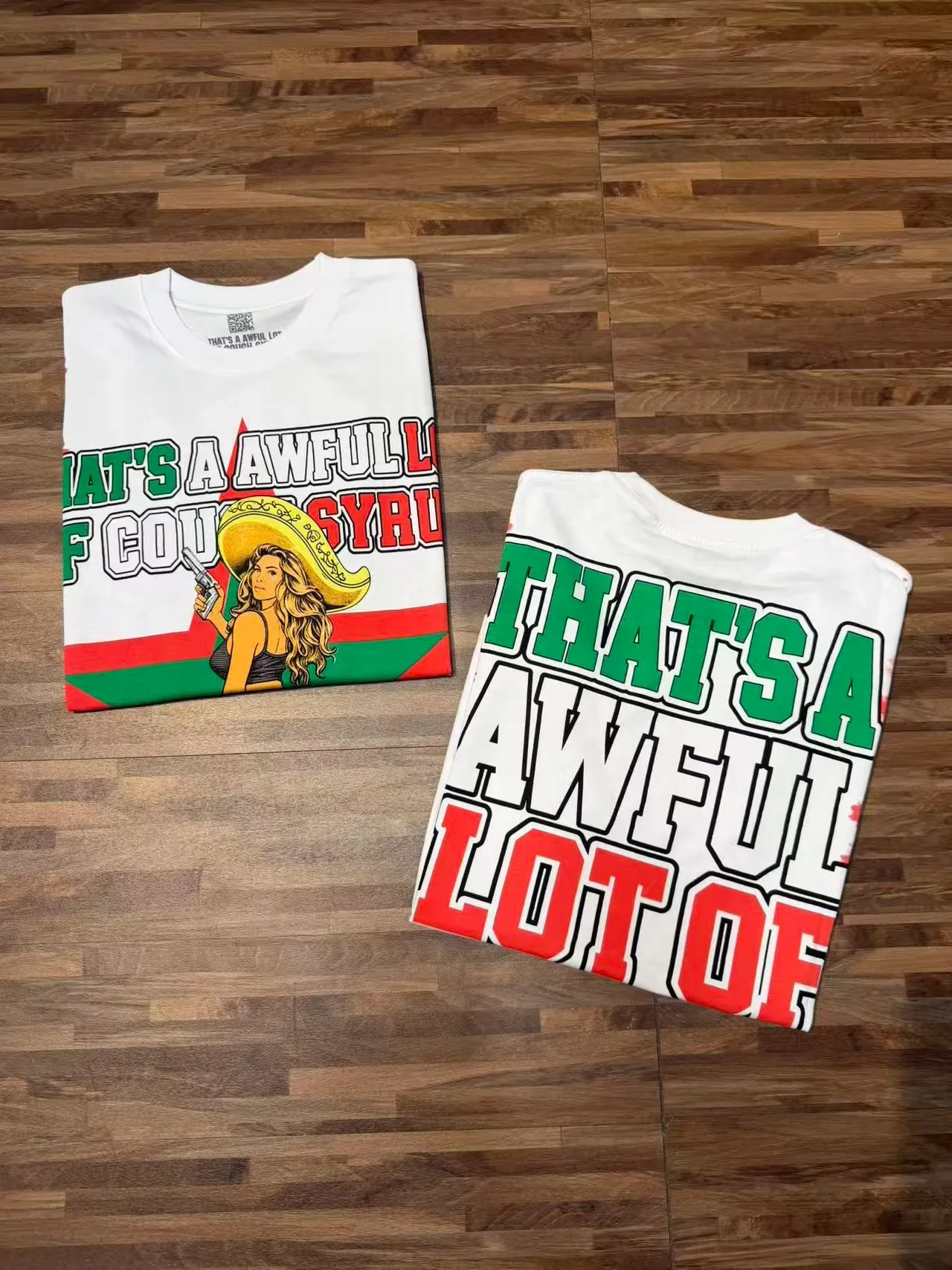 White Green Red Tie-Dye Graphic Print T-Shirt 7