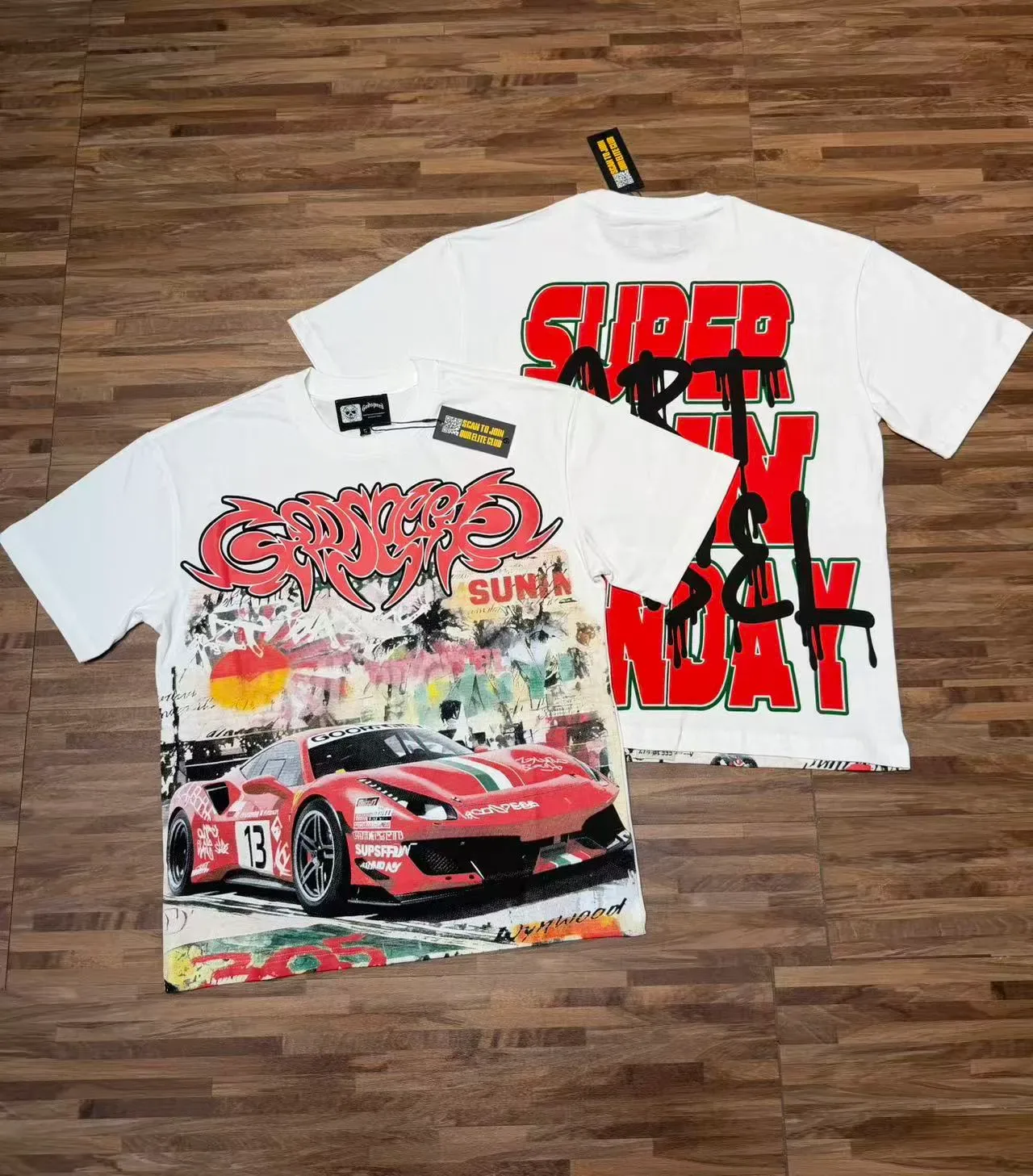 White Multicolor Graphic-Print Oversized Fit T-Shirt 1