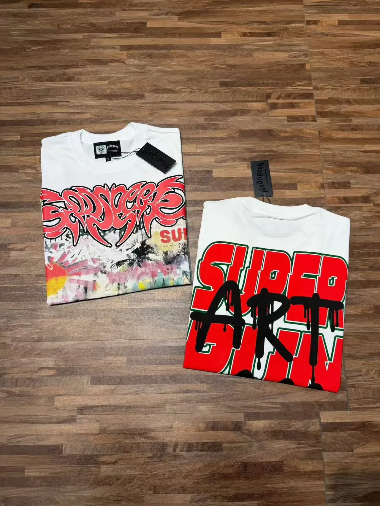 White Multicolor Graphic-Print Oversized Fit T-Shirt 2