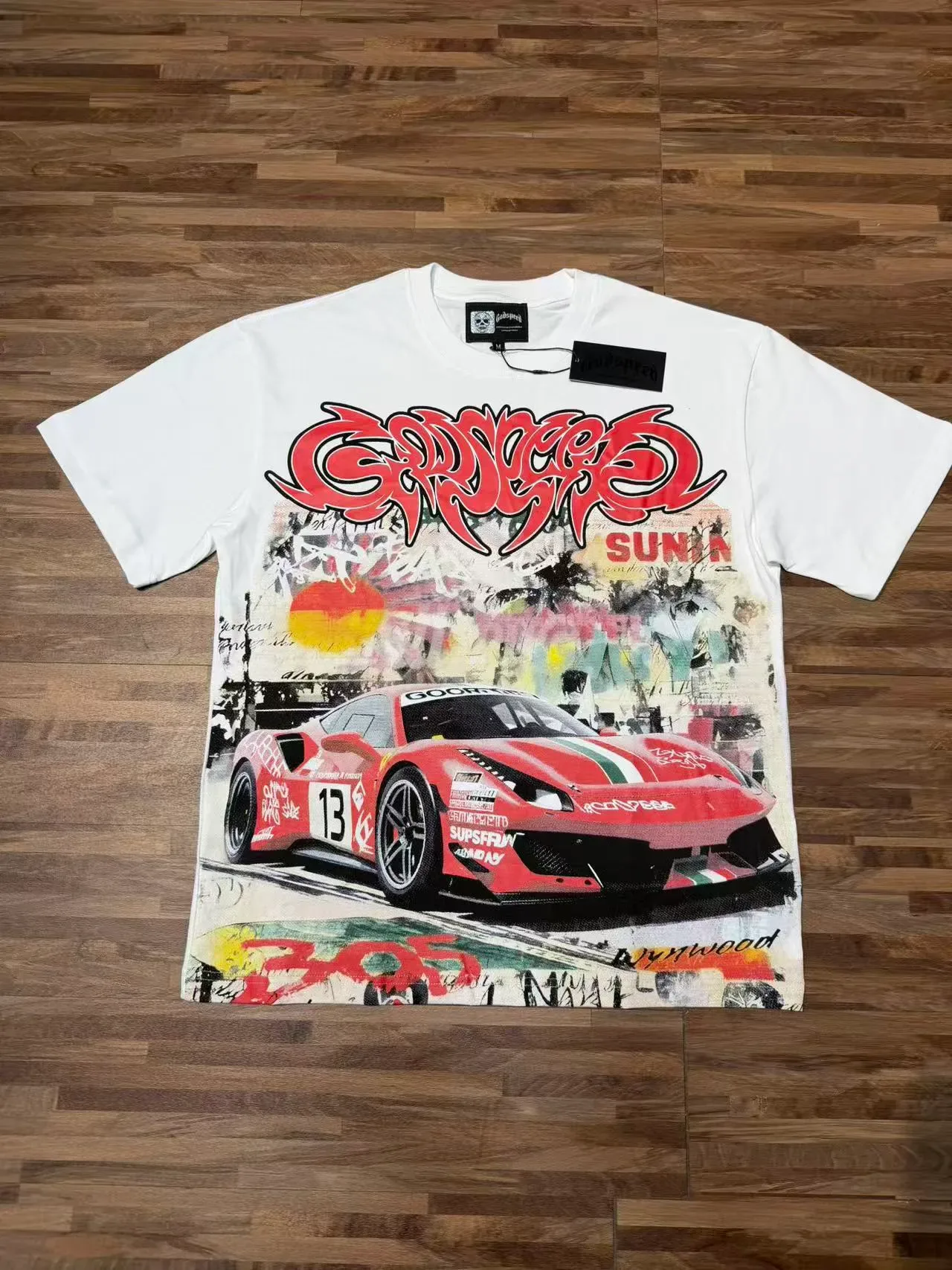 White Multicolor Graphic-Print Oversized Fit T-Shirt 3
