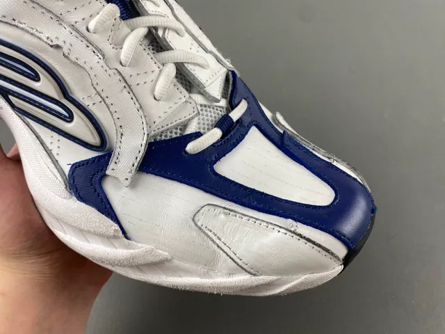 White Navy Platform Sole Layered Upper Chunky Sneakers 2