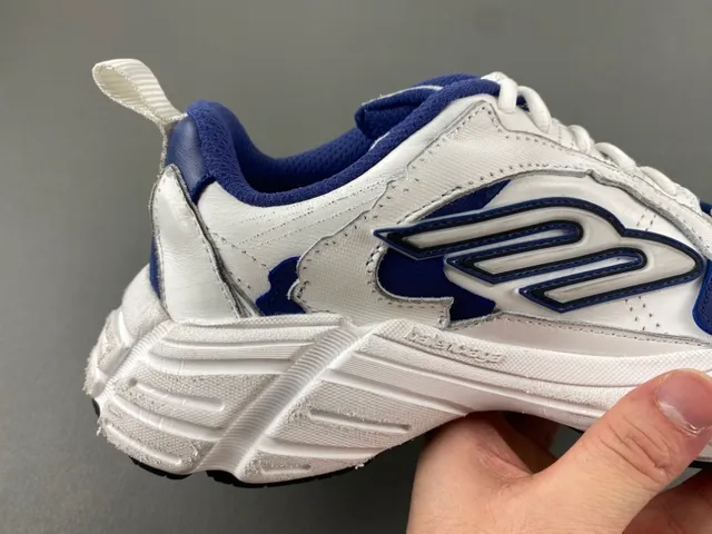 White Navy Platform Sole Layered Upper Chunky Sneakers 3