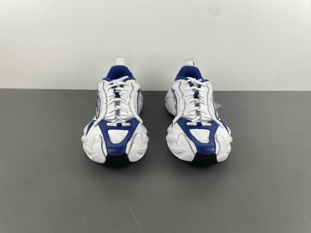 White Navy Platform Sole Layered Upper Chunky Sneakers 11