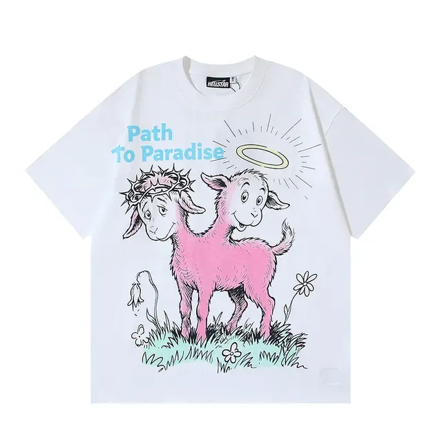 White Oversized Double-Sided Graphic Illustration T-Shirt 5
