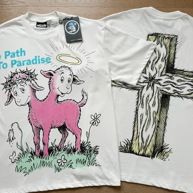 White Oversized Double-Sided Graphic Illustration T-Shirt 7