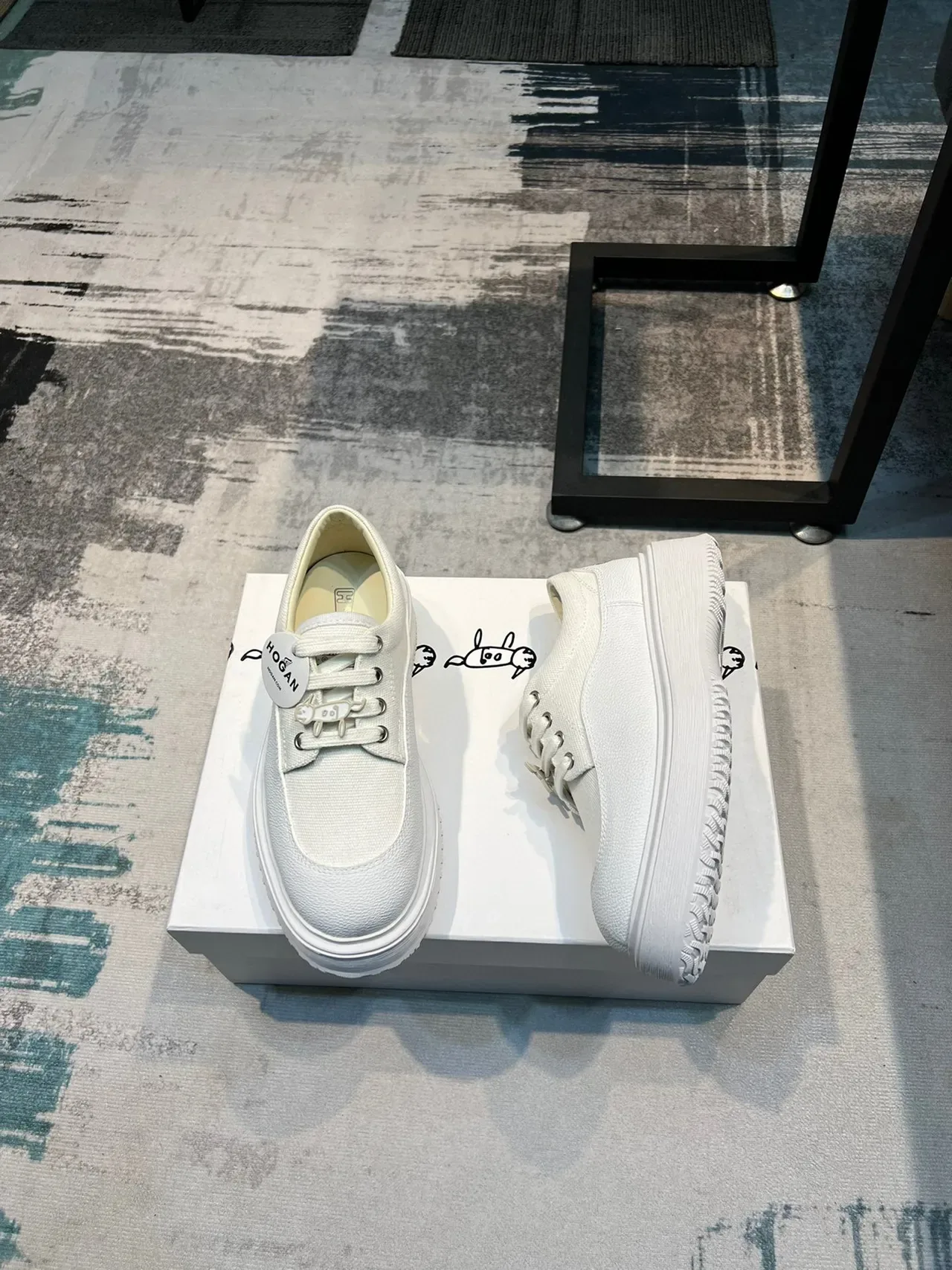 White Platform Lace-Up Canvas Casual Shoe 4