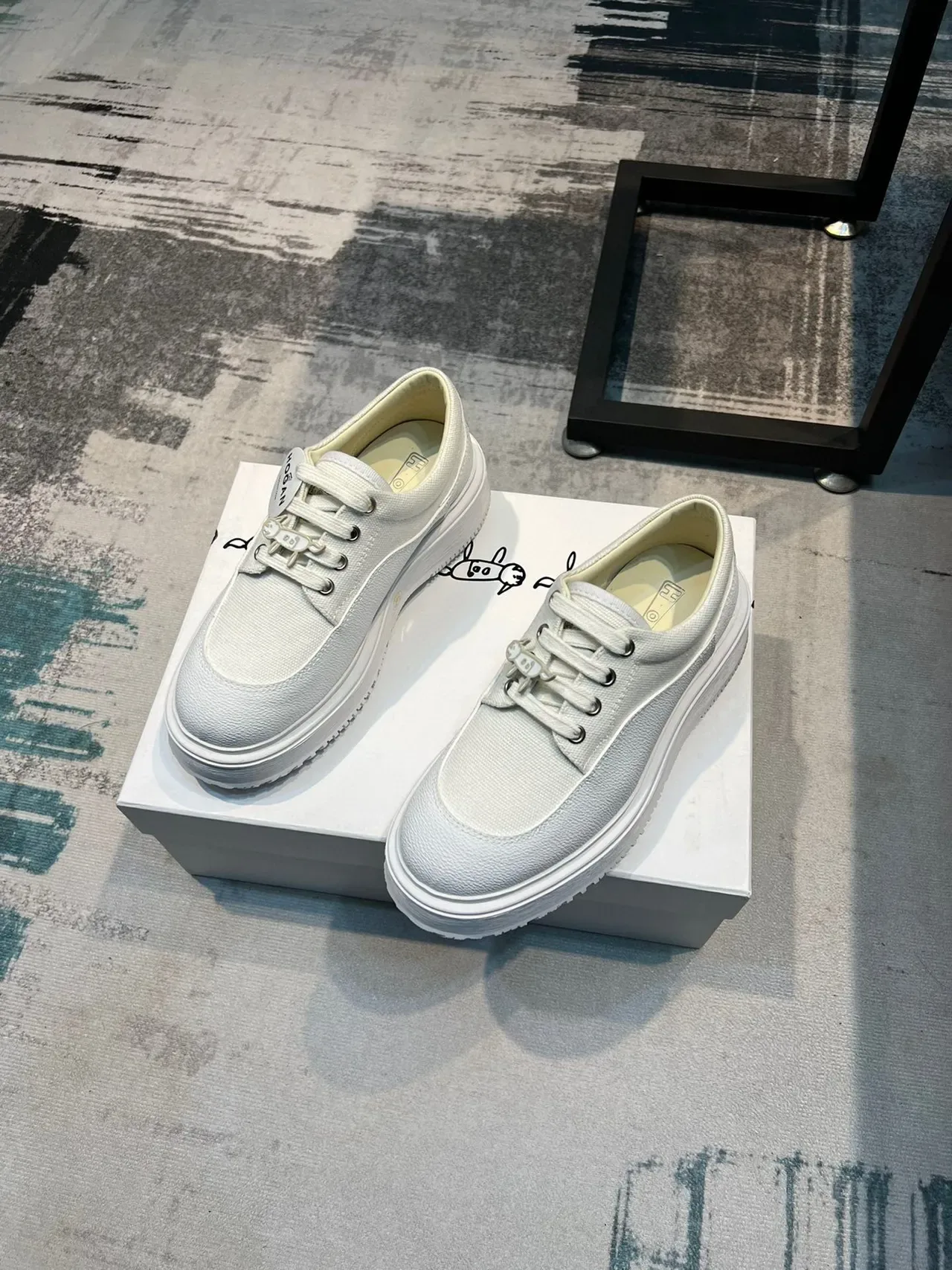 White Platform Lace-Up Canvas Casual Shoe 5