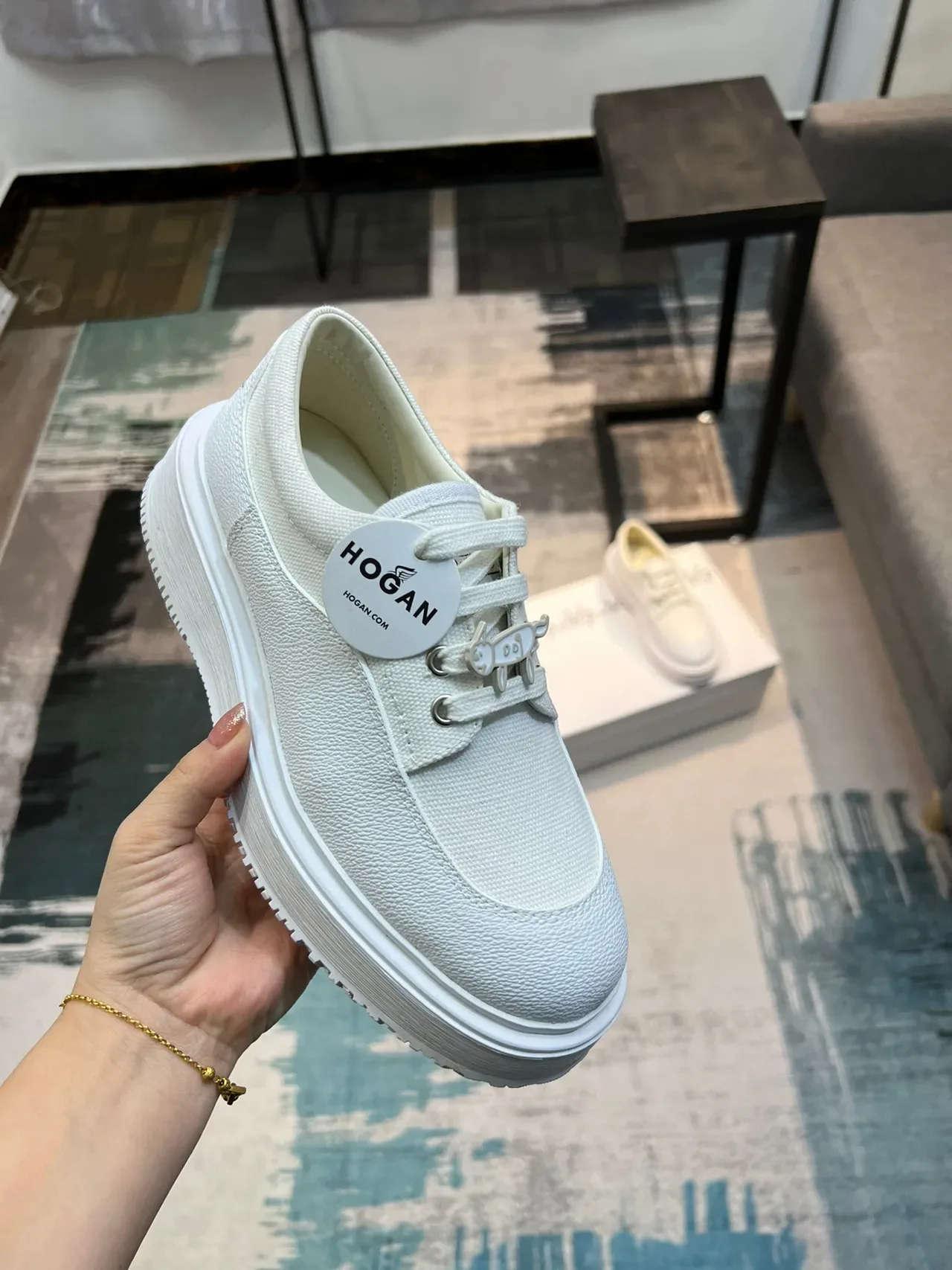 White Platform Lace-Up Canvas Casual Shoe 6
