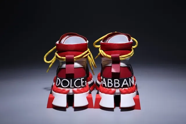White Red Black Yellow Architectural High-Top Sneakers 5