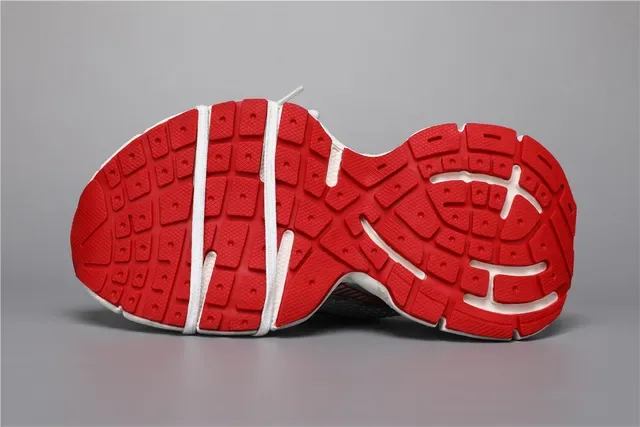 White Red Chunky Sculpted Midsole Layered Synthetic Cage Overlays Sneakers 6