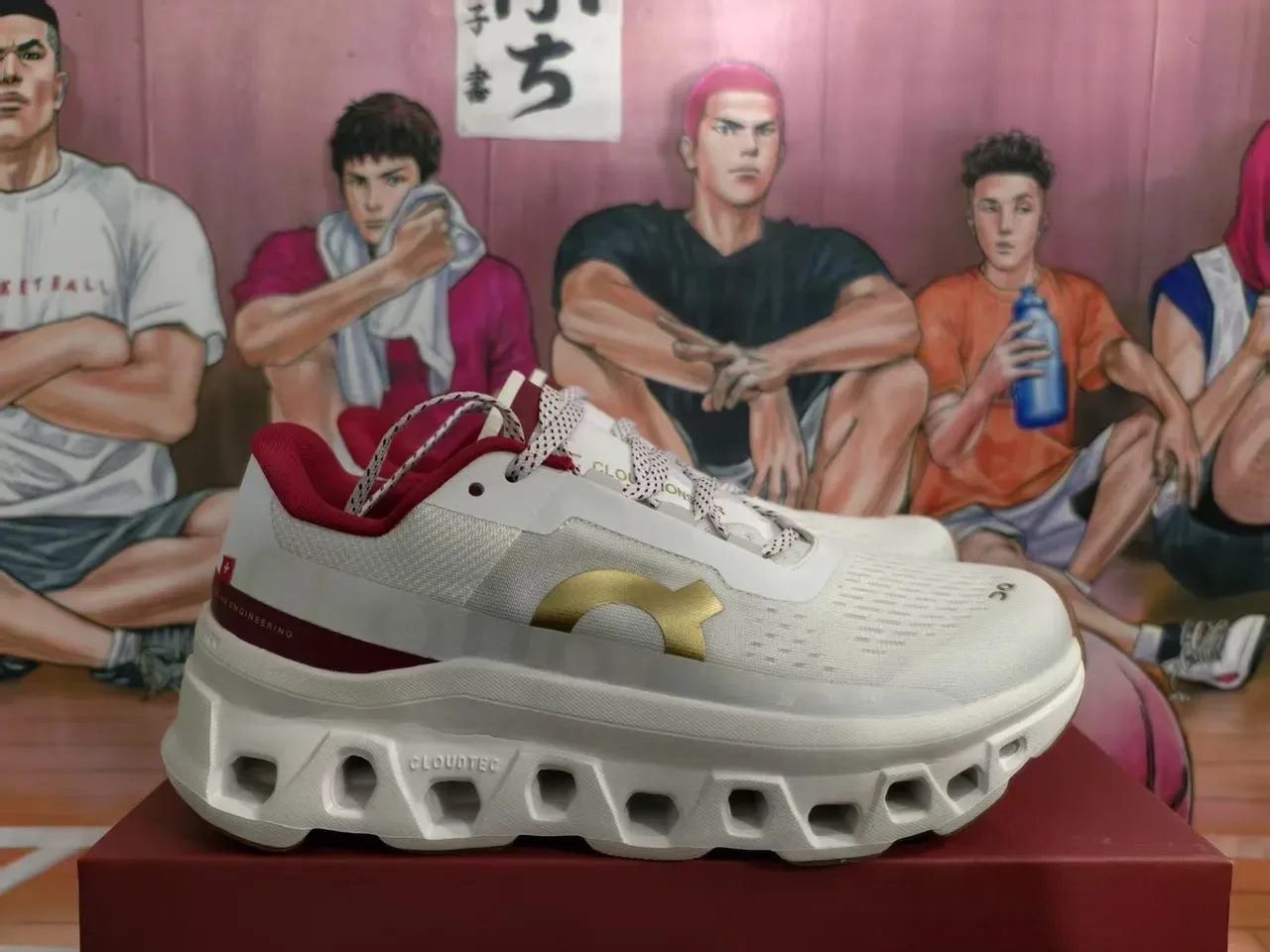 White Red Chunky Sculpted Midsole Perforated Mesh Upper Sneakers 4