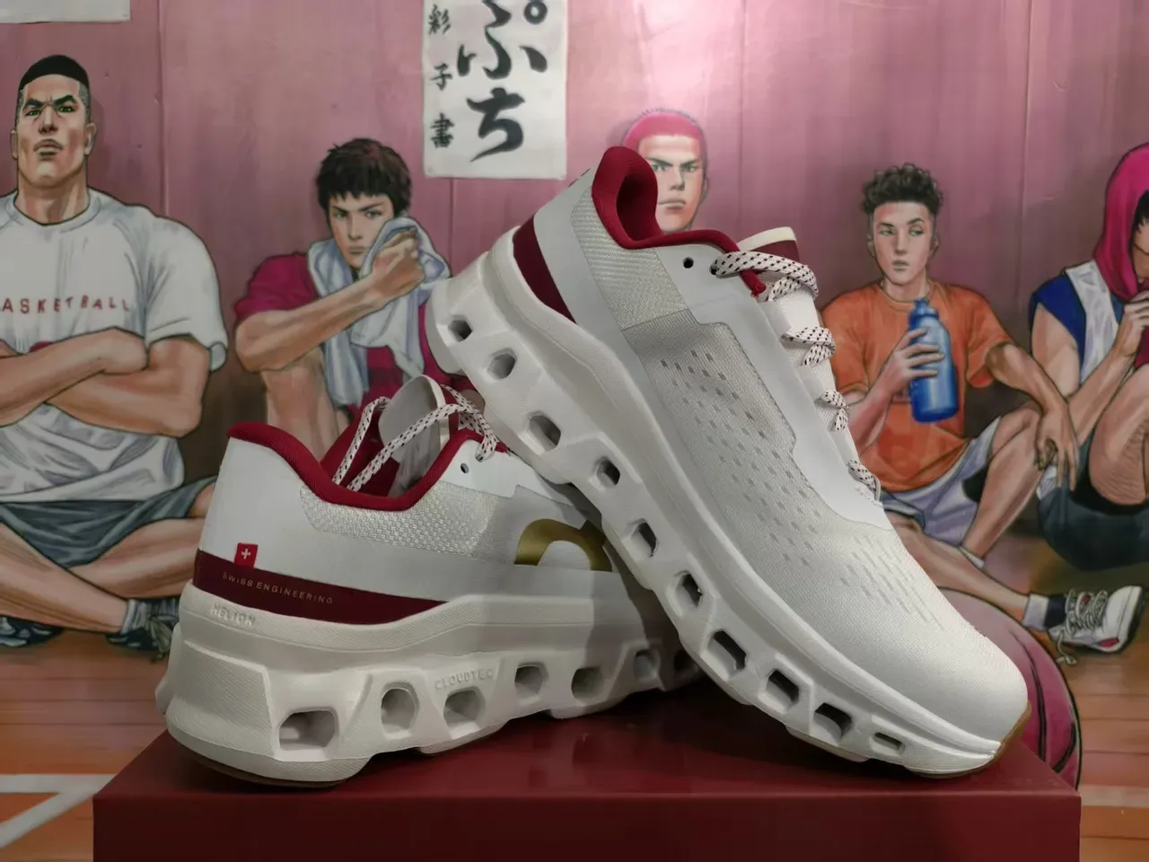 White Red Chunky Sculpted Midsole Perforated Mesh Upper Sneakers 5