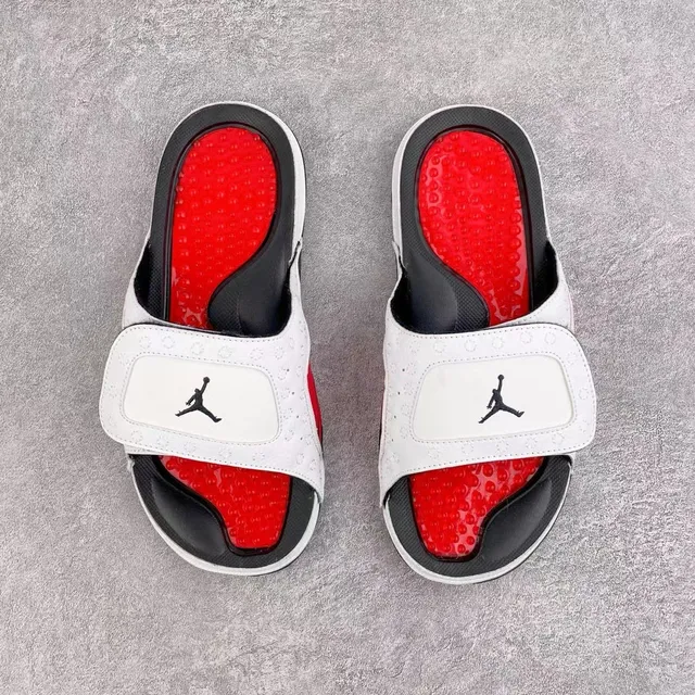 White Red Perforated Upper Midfoot Panel Slippers 4