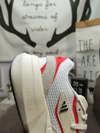 White Red Platform Sole Mesh And Synthetic Panel Construction Chunky Sneakers 3