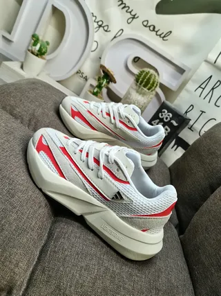 White Red Platform Sole Mesh And Synthetic Panel Construction Chunky Sneakers 7