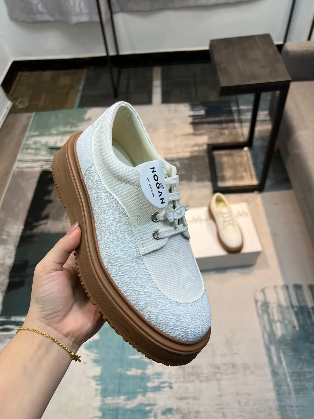 White Textured Platform Oxford Casual Shoe 7