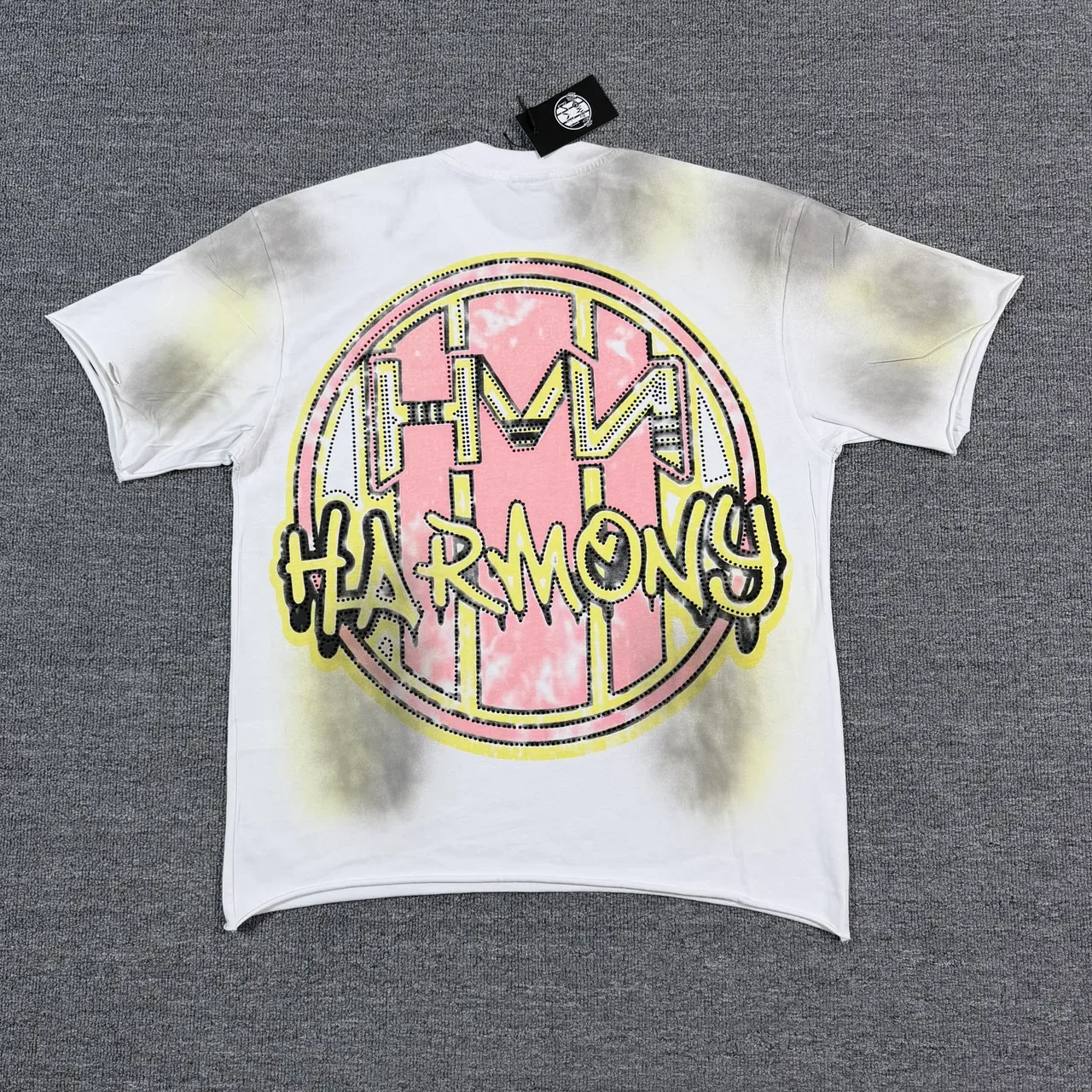 White Tie-Dye Distressed Double-Sided Graphic Print T-Shirt 3