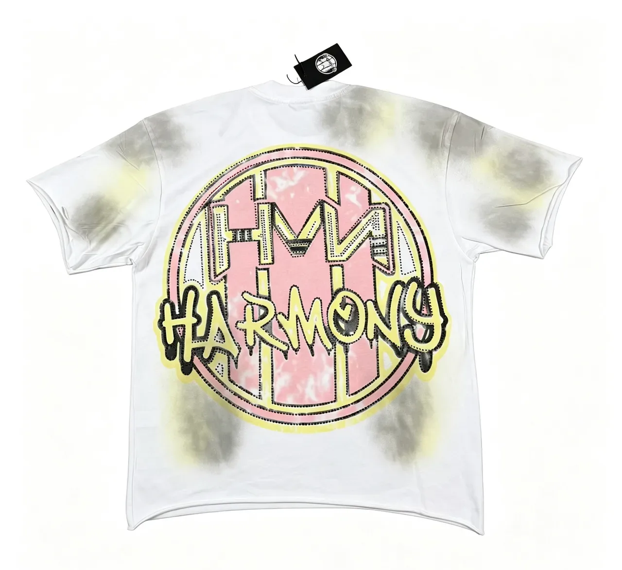 White Tie-Dye Distressed Double-Sided Graphic Print T-Shirt 6