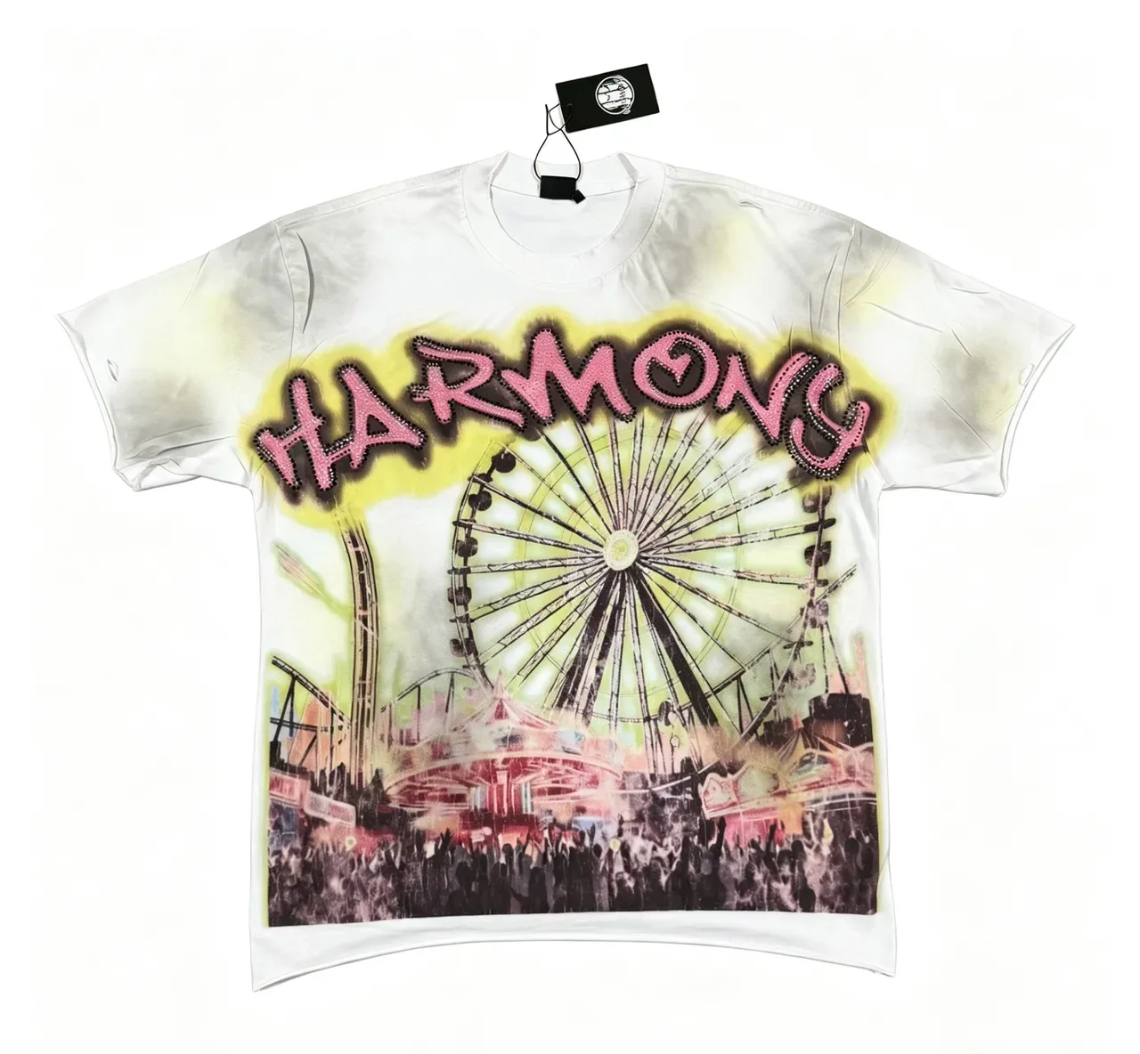 White Tie-Dye Distressed Double-Sided Graphic Print T-Shirt 7