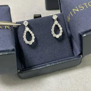 Winston Teardrop Pavé Halo Drop Earrings