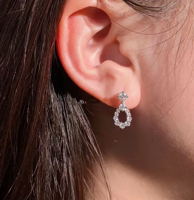 Winston Teardrop Pavé Halo Drop Earrings 9